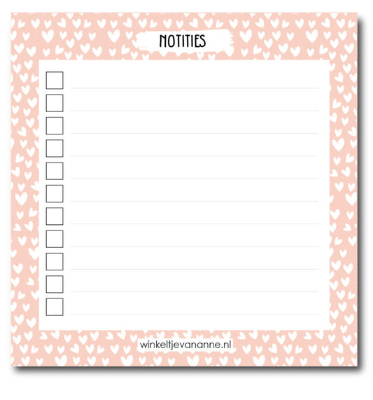 Winkeltje van Anne mini notebook hartjes roze