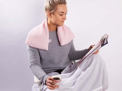 Janneke's Warmtesjaal wafelstof roze | biologisch lijnzaad