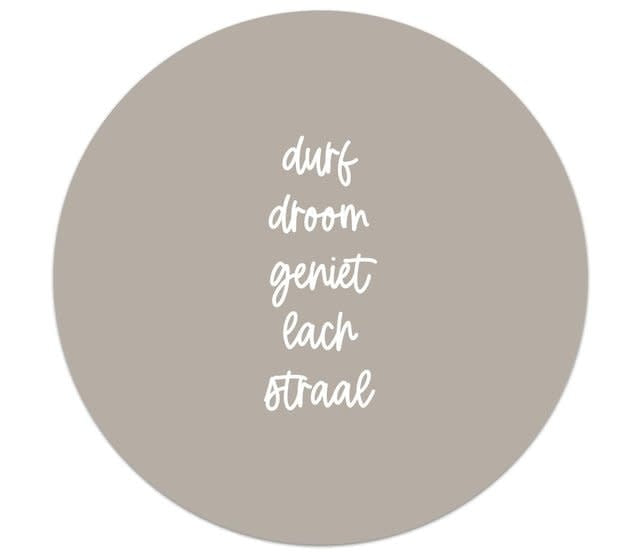 Zoedt: muurcirkel 20 cm - durf droom geniet lach straal