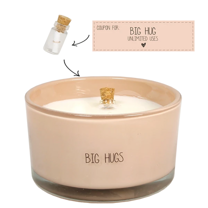 My flame: Flessenpost kaars - Big hugs - Green Tea Time