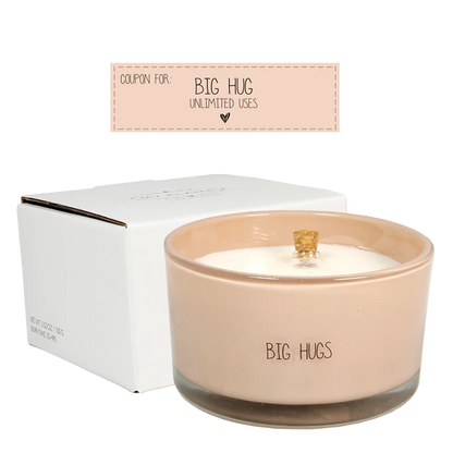 My flame: Flessenpost kaars - Big hugs - Green Tea Time