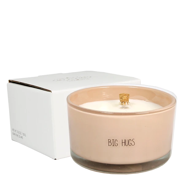 My flame: Flessenpost kaars - Big hugs - Green Tea Time