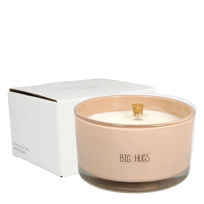 My flame: Flessenpost kaars - Big hugs - Green Tea Time