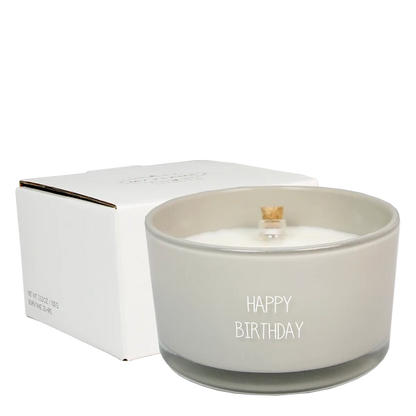 My flame: Flessenpost kaars - happy birthday - fig's delight