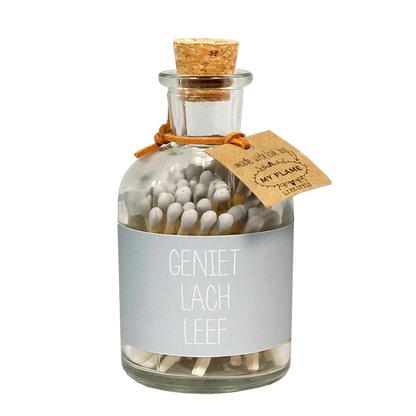 My Flame: Lucifers - grijs - Geniet, lach, leef