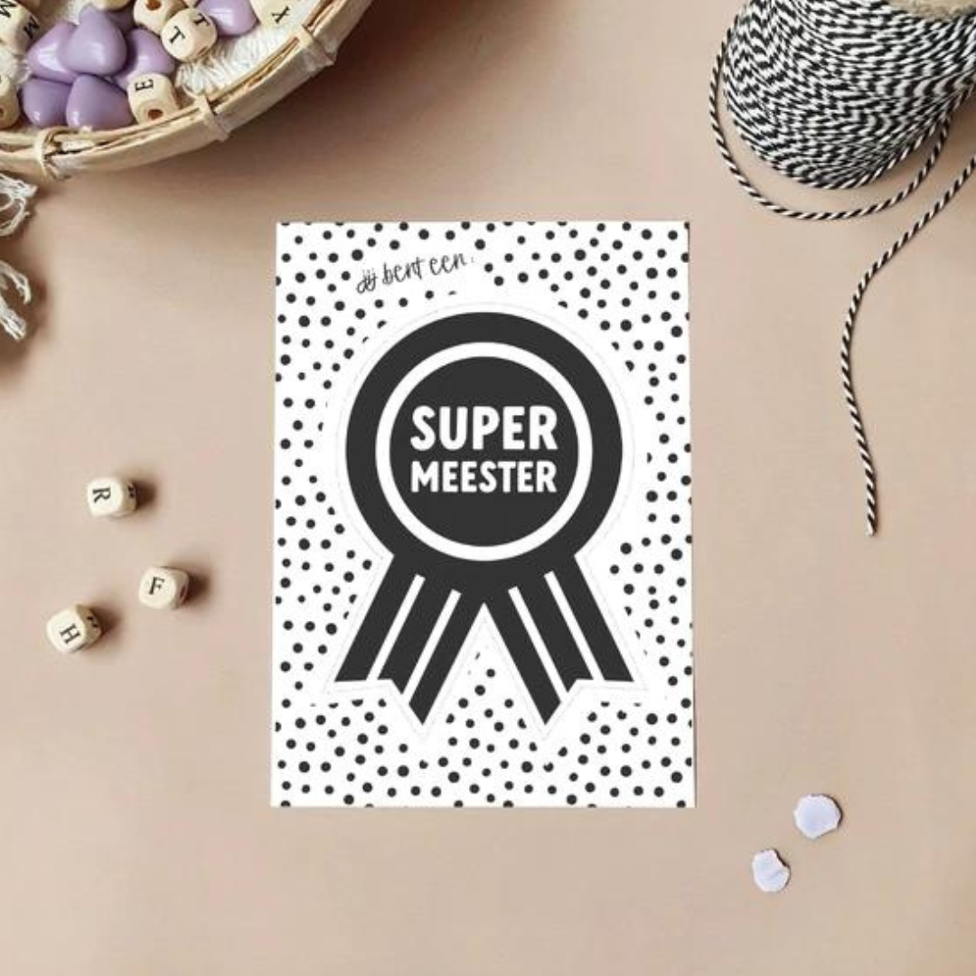 Miek in vorm: kaart a6 - Jij bent een super meester