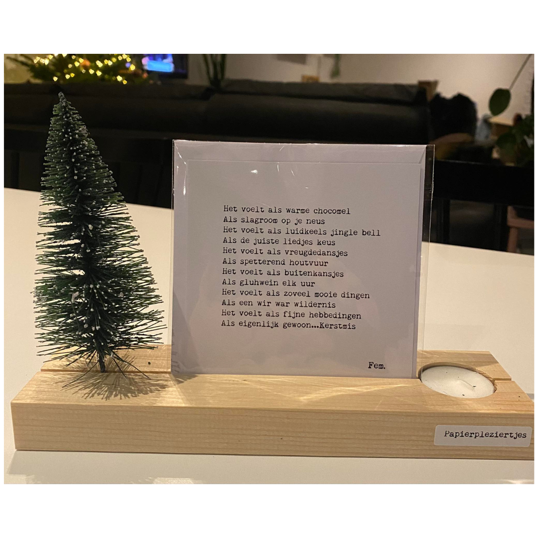 Papierpleziertjes: Plankje, kaars, kaart, kerstboom - het voelt als kerstmis