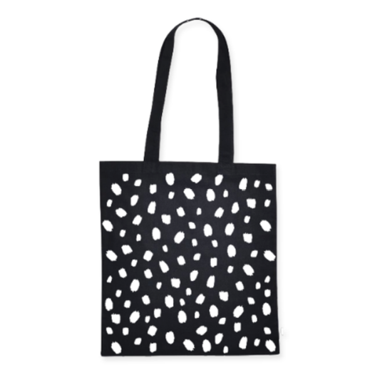 KP: canvas tas - zwart wit dots