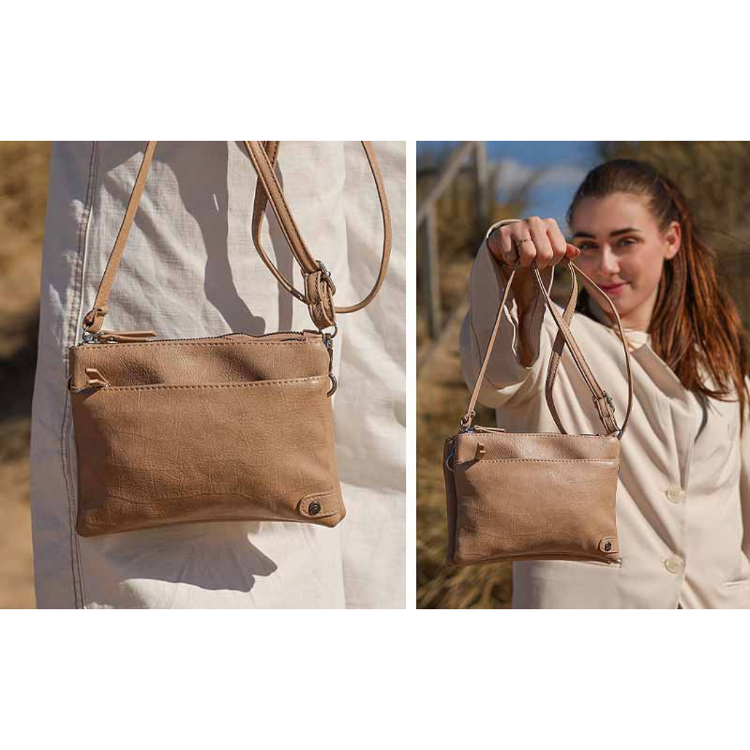 I'm dutch: Handtas - Camel crossbodytas en schoudertasje Gent