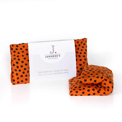 Jannekes warmtesjaal Stippen roest | biologisch lijnzaad | oogkussen 25×13 cm