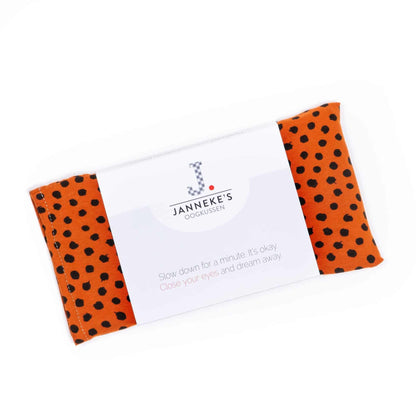 Jannekes warmtesjaal Stippen roest | biologisch lijnzaad | oogkussen 25×13 cm