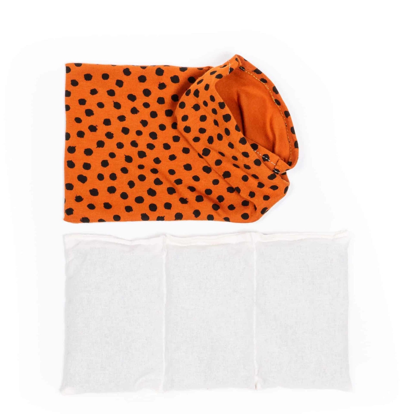 Jannekes warmtesjaal Stippen roest | biologisch lijnzaad | oogkussen 25×13 cm