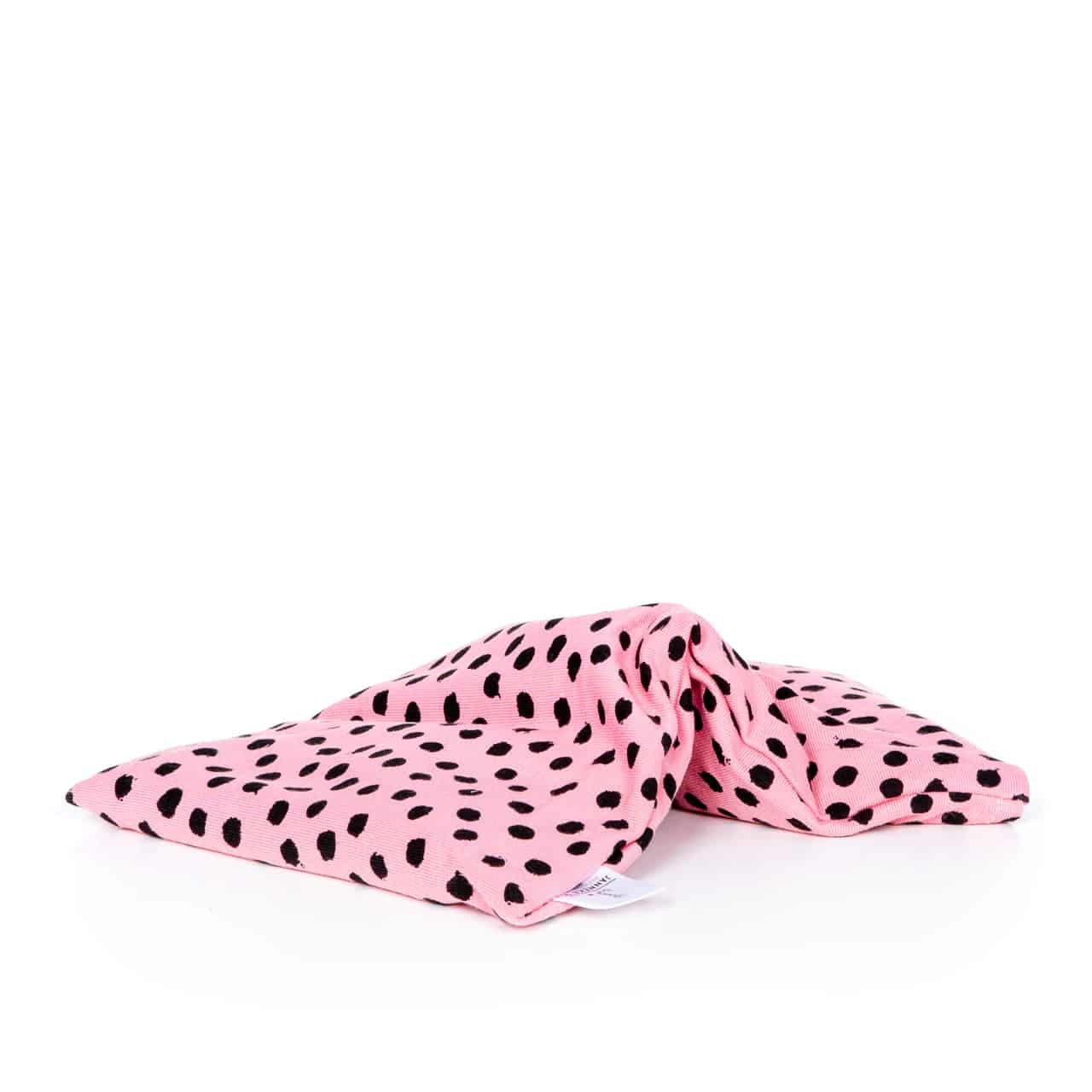 Jannekes warmtesjaal Stippen roze | biologisch lijnzaad | oogkussen 25×13 cm