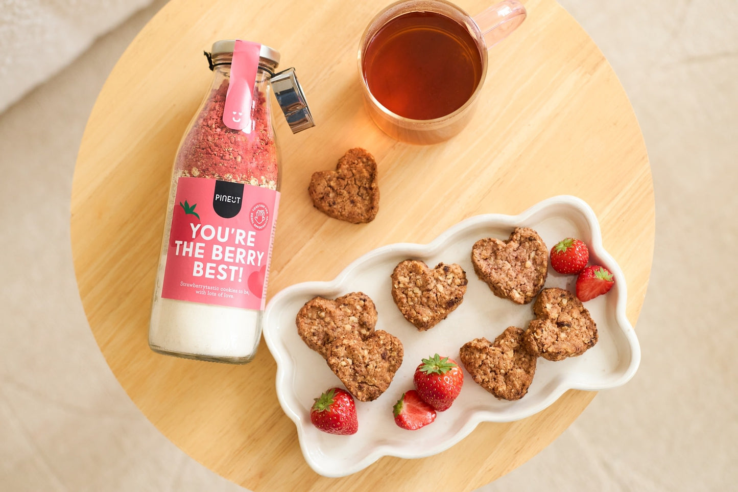 Pineut: You're the berry best!| Aardbei Cookies met hartvormpje