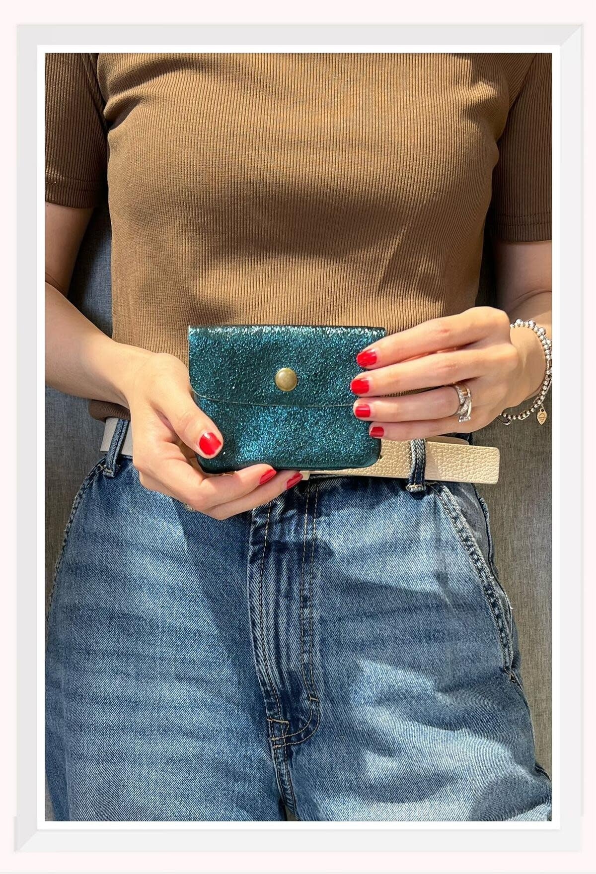 Portemonneetje klein - metallic turquoise