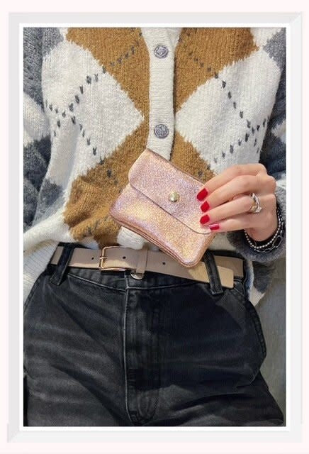 Portemonneetje klein - metallic rosé