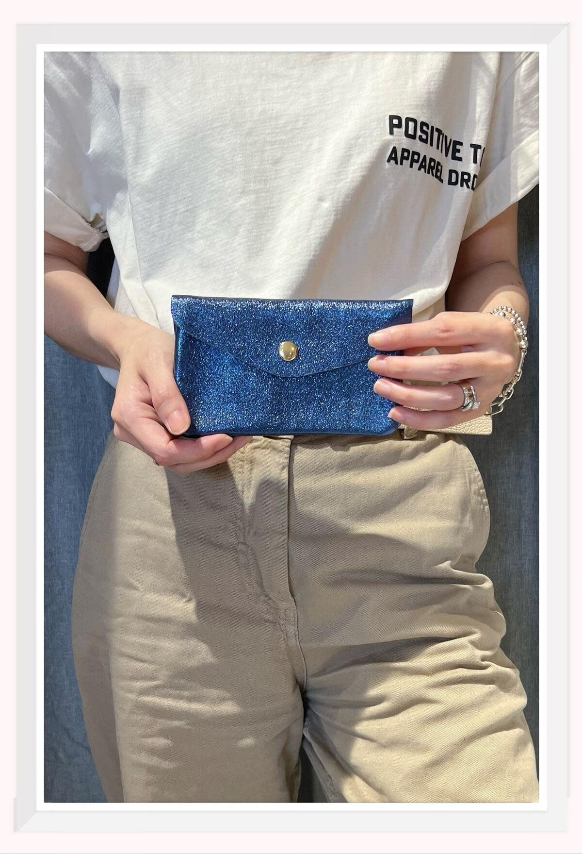 Portemonneetje groot - metallic blauw