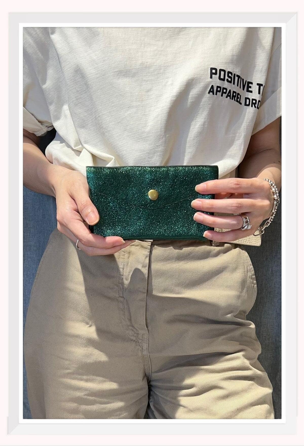 Portemonneetje groot - metallic donker groen