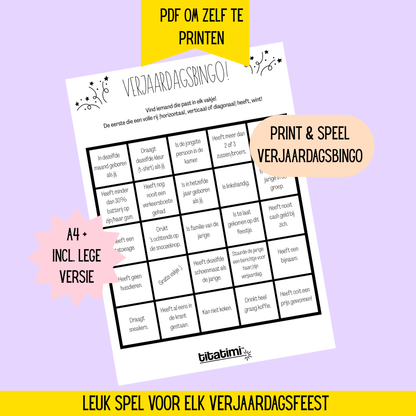 titatimi - printable - verjaardagsbingo
