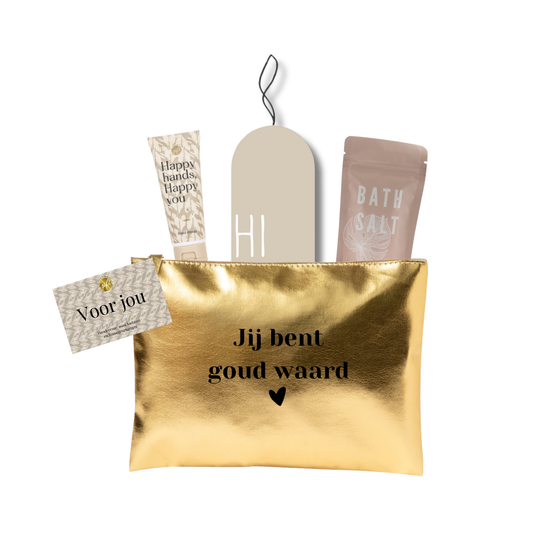 The big gifts: Gevuld toilettasje – Goud Waard