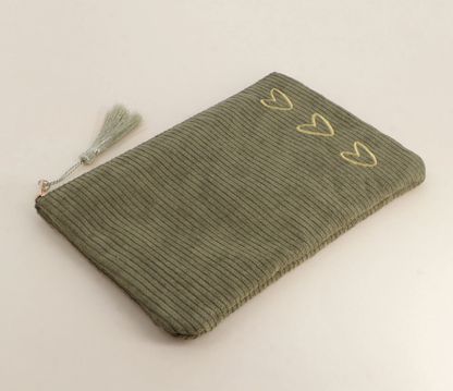 Etui | ritstasje - 3 hartjes - kaki