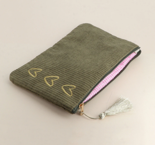 Etui | ritstasje - 3 hartjes - kaki