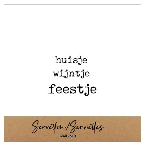 Mail-box servetten:  huisje wijntje feestje