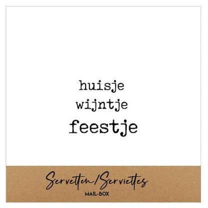 Mail-box servetten:  huisje wijntje feestje