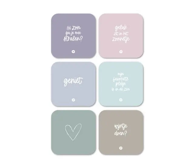 Zoedt: Set van 6 vinyl onderzetters - pastelkleurtjes
