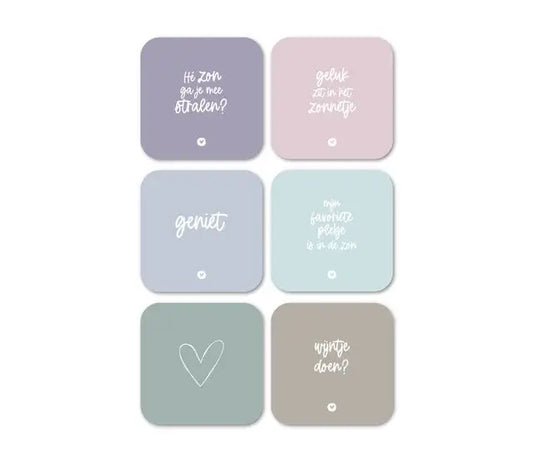 Zoedt: Set van 6 vinyl onderzetters - pastelkleurtjes