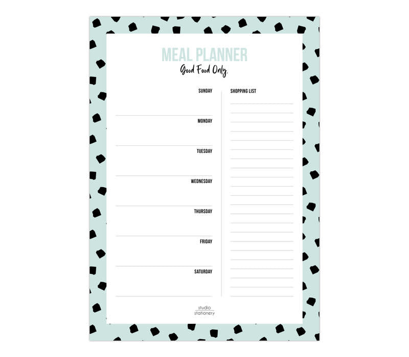 Studio stationery A5 Noteblock Mealplanner Dots mint