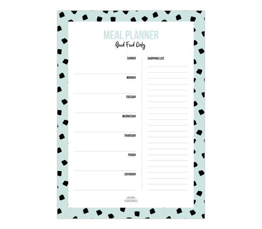 Studio stationery A5 Noteblock Mealplanner Dots mint