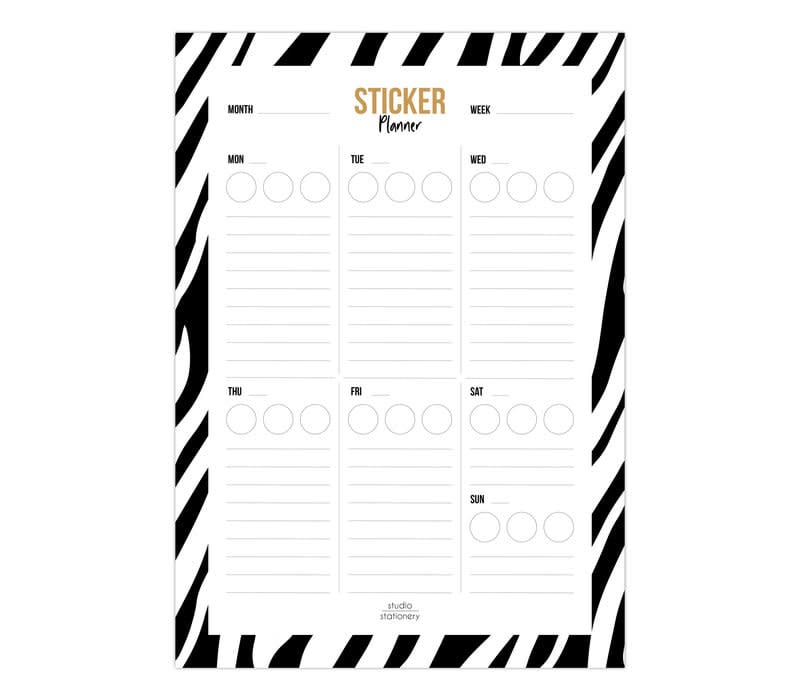 Studio stationery A5 Noteblock Sticker planner zebra