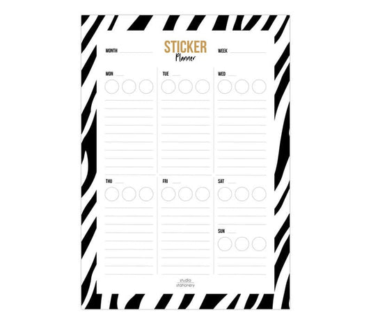 Studio stationery A5 Noteblock Sticker planner zebra