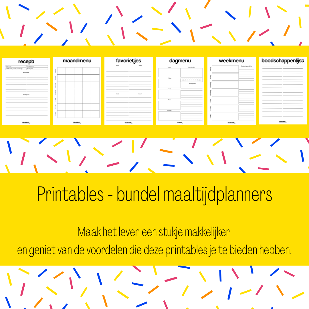 titatimi - printable - bundel maaltijdplanners
