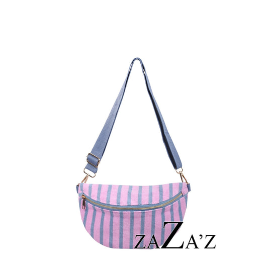 Zaza'z: handtas - heuptas badstof - roze/jeans