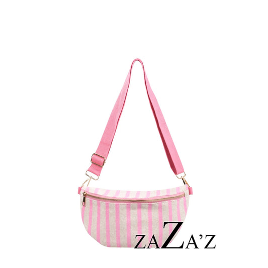 Zaza'z: handtas - heuptas badstof - roze/grijs
