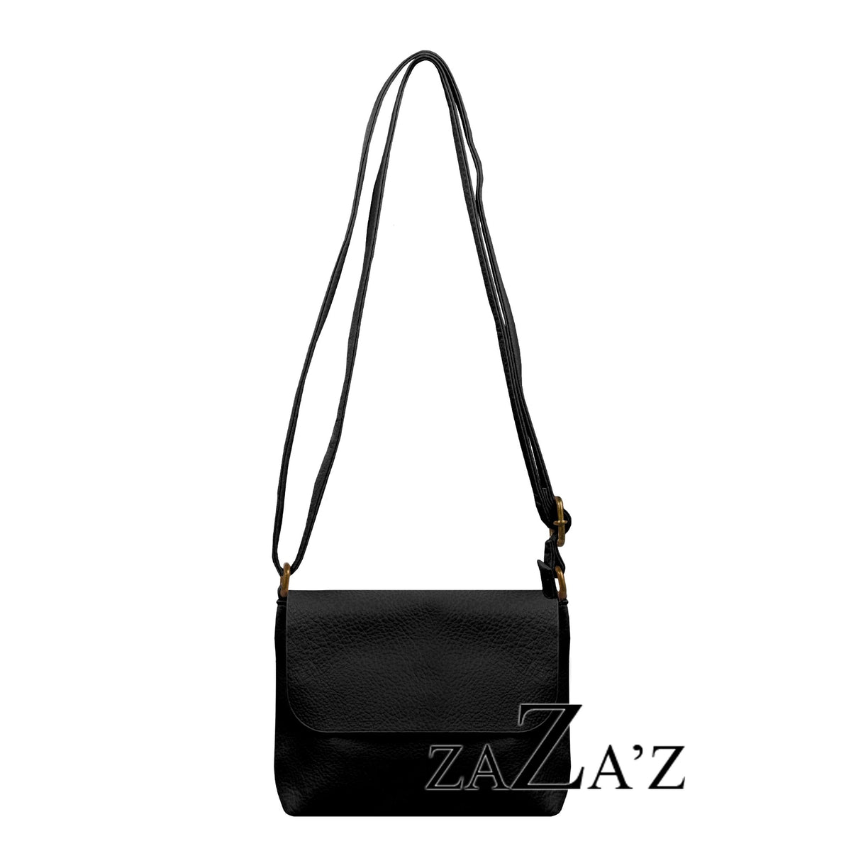 Kleine zwarte schoudertas met flap