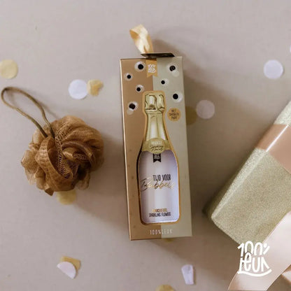 100%LEUK: Douchegel met puff – Tijd voor bubbels
