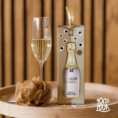 100%LEUK: Douchegel met puff – Tijd voor bubbels