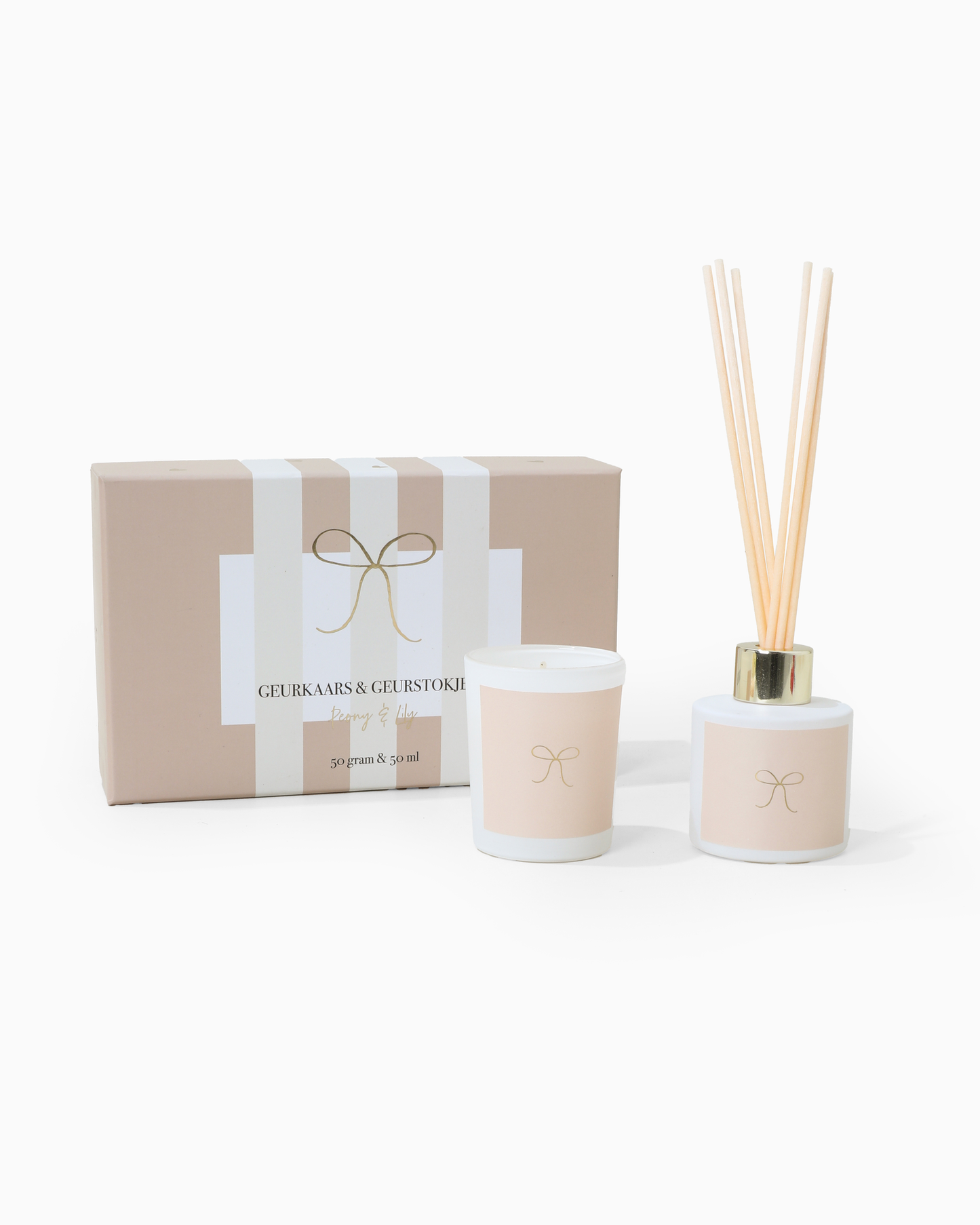 Stationery & gift: Gift Set Beige Kaars & Geurstokjes