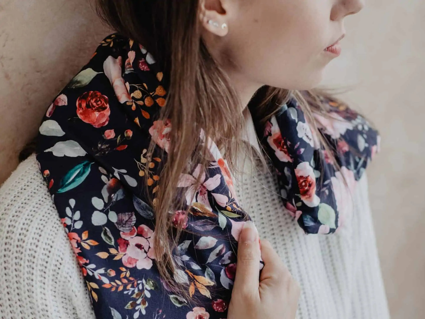 Jannekes warmtesjaal: Jersey bloem donkerblauw | Biologisch lijnzaad
