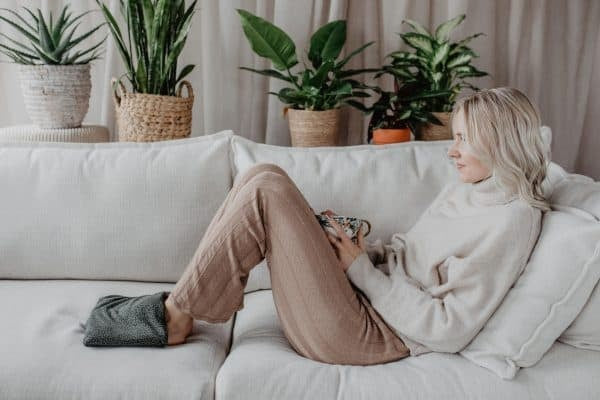 Janneke's Warmtesjaal jersey grijs | biologisch lijnzaad