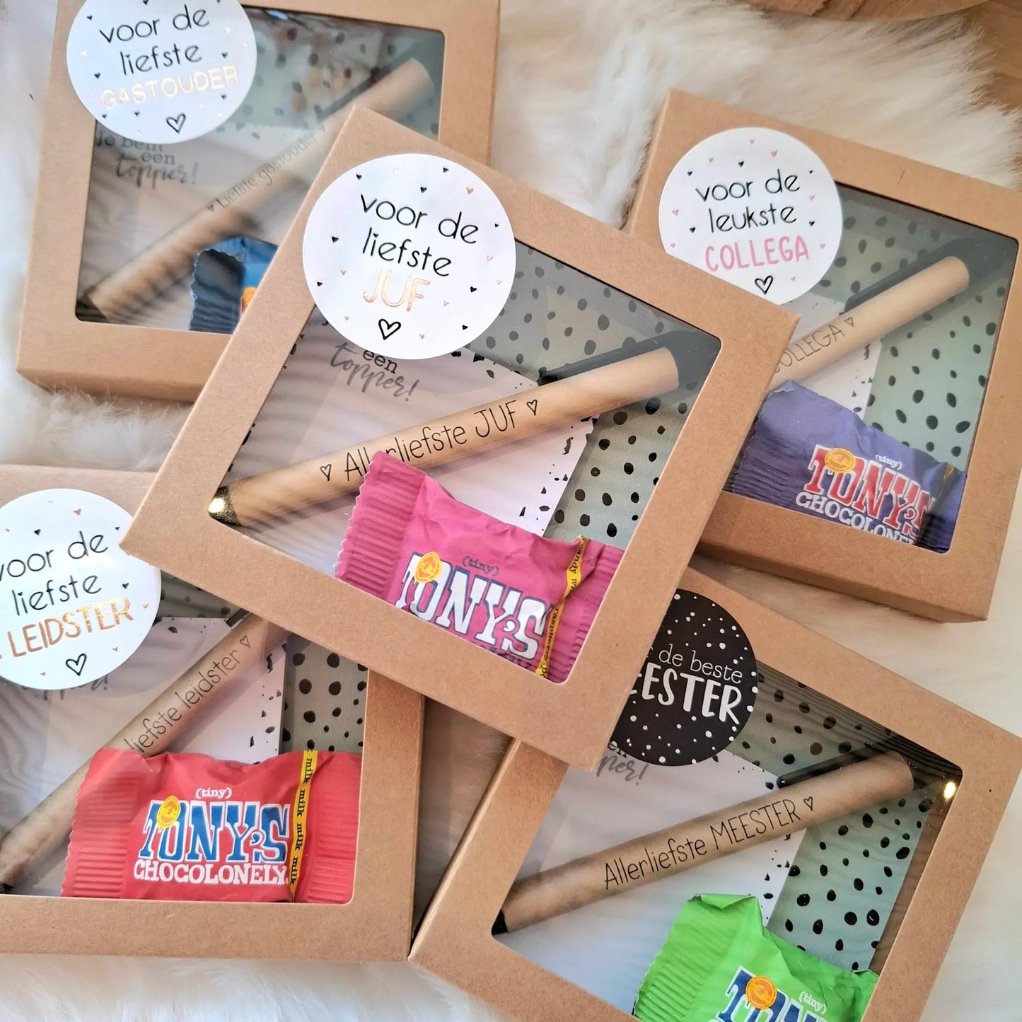Liefs van Cindy: vensterdoosje - jij bent topper met pen juf