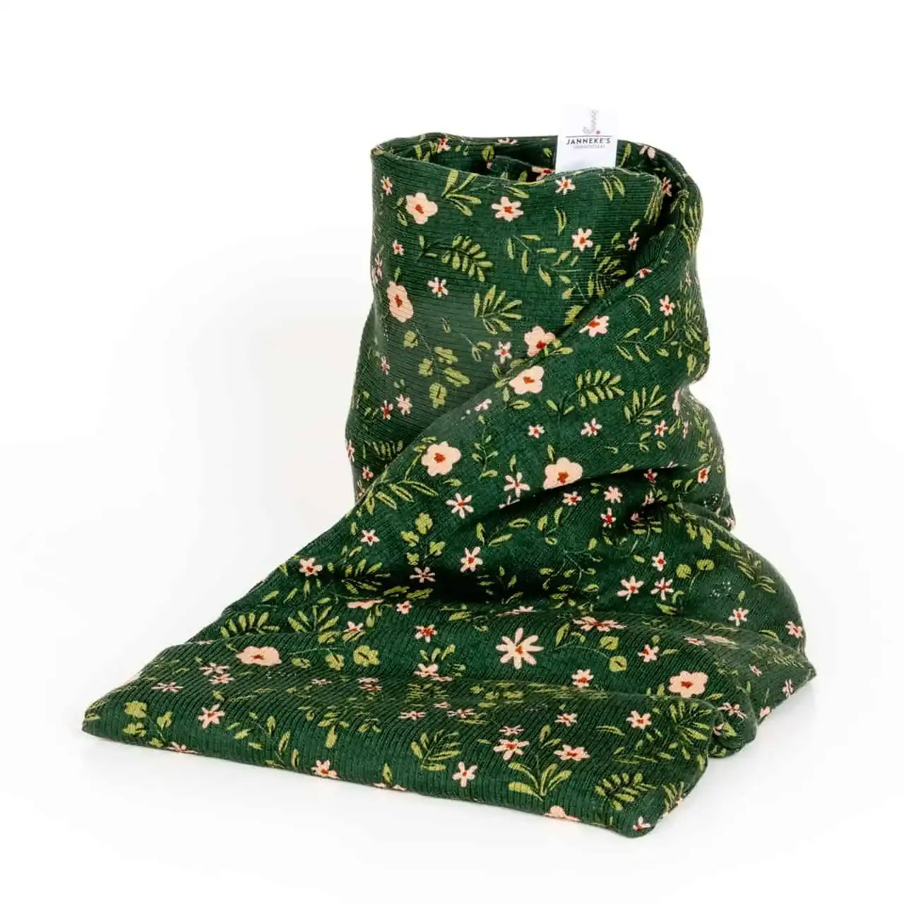 Janneke's warmtesjaal: Warmtesjaal rib green flower