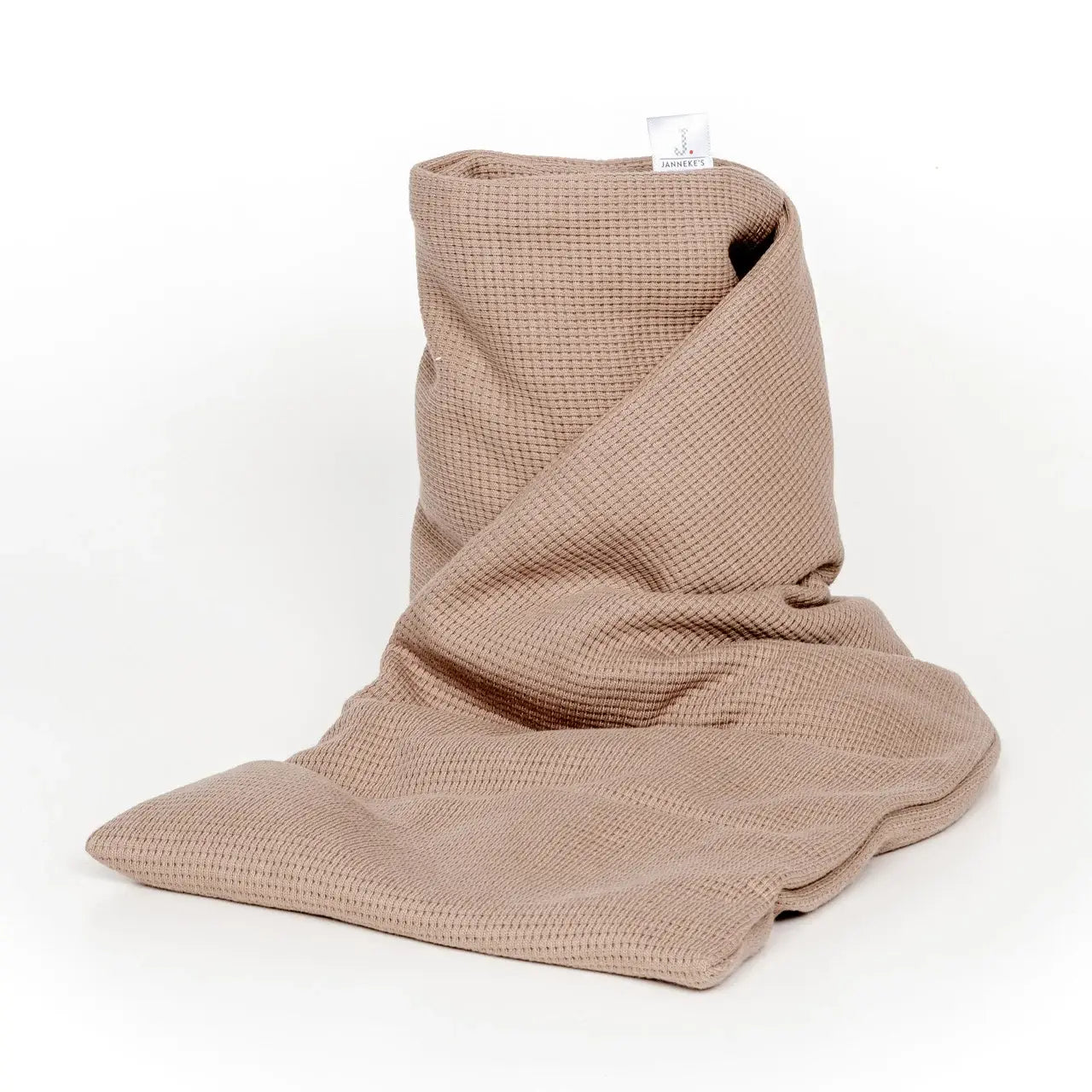 Janneke's warmtesjaal: fijne wafelstof taupe