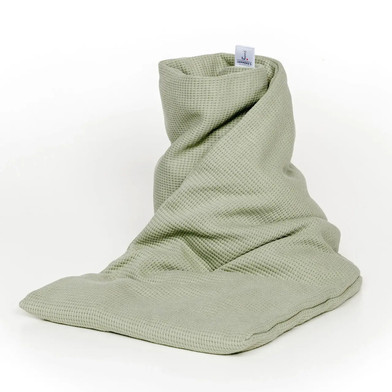Janneke's warmtesjaal: fijne wafelstof dusty groen
