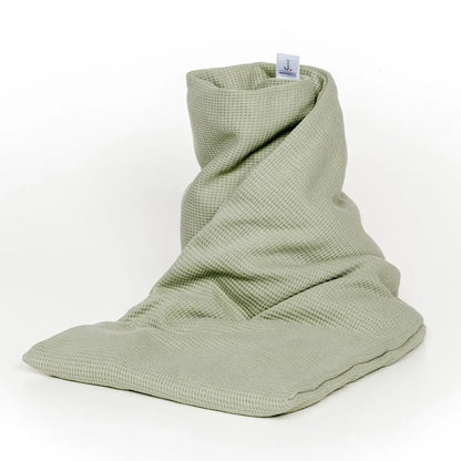 Janneke's warmtesjaal: fijne wafelstof dusty groen