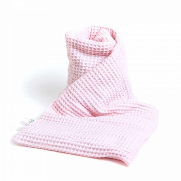 Janneke's Warmtesjaal wafelstof roze | biologisch lijnzaad