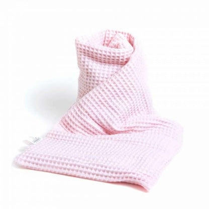Janneke's Warmtesjaal wafelstof roze | biologisch lijnzaad